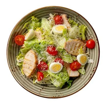 Portion of caesar salad with chicken Stock Photos