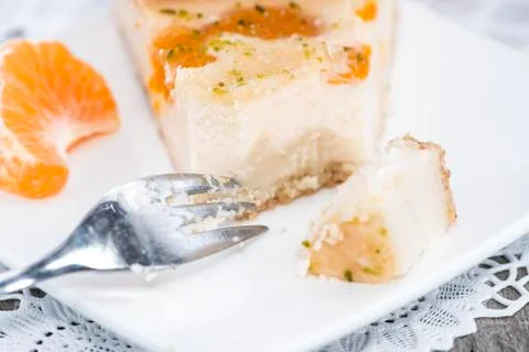 Portion of cheese cake Stock Photos