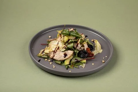 Portion of chicken salad with apple and avocado Stock Photos