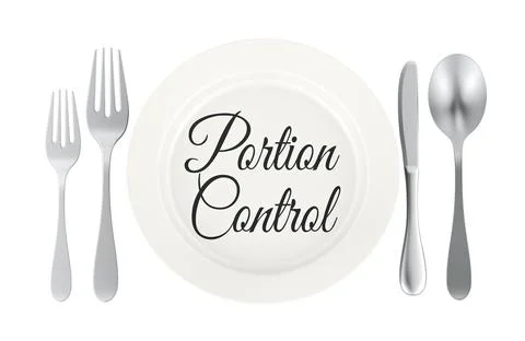 Portion Control concept with plate and cutlery for healthy eating concept. .. Stock Illustration