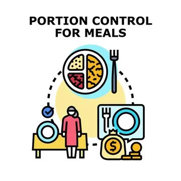 Portion control for meals concept for healthy eating Stock Illustration