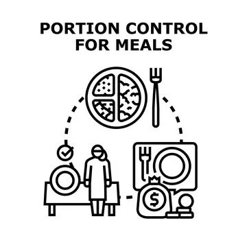 Portion control for meals concept for healthy eating Stock Illustration