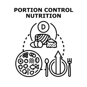 Portion control nutrition concept for healthy diet planning Stock Illustration