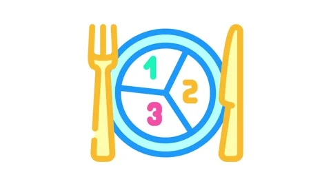 Portion control obesity overweight color icon animation Stock Footage 327262122