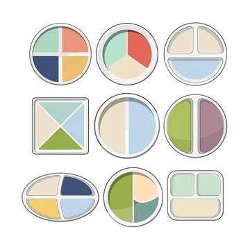 Portion control plates separating food items for healthy eating Stock Illustration