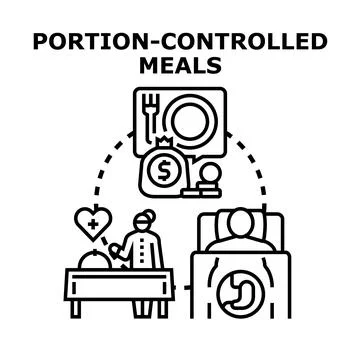 Portion controlled meals concept for healthy eating Stock Illustration