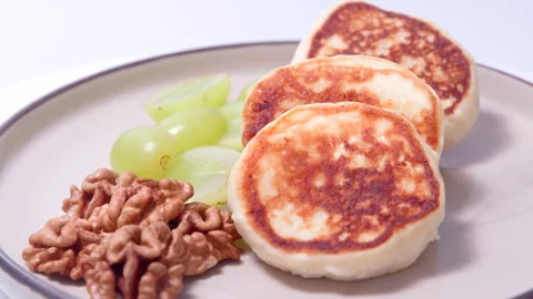 Portion Of The Cottage Cheese Pancakes Stock Footage 260068651