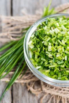 Portion of cutted chive Stock Photos