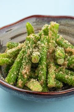 Portion of deep fried green beans Stock Photos