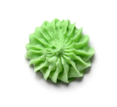 Portion of delicious wasabi paste isolated on white background, closeup Stock Photos