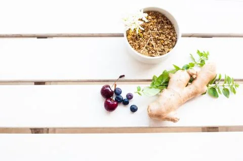 Portion of dried Camomile Stock Photos