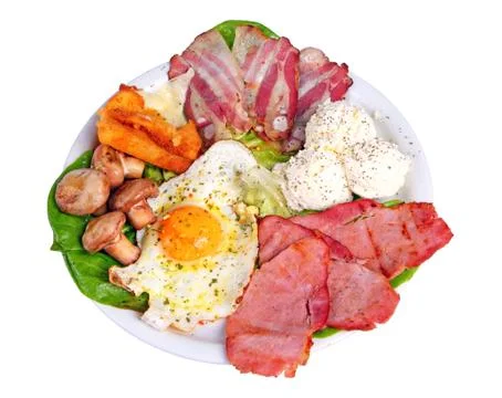 Portion of egg with ham Stock Photos