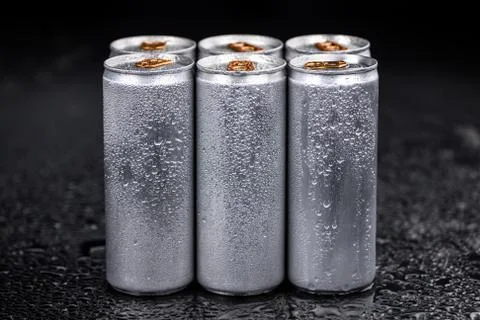 Portion of Energy Drinks, selective focus Stock Photos