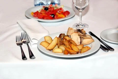 Portion of the food in the cafe Stock Photos