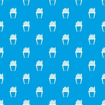 Portion of french fries pattern seamless blue Stock Illustration