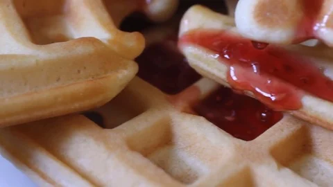 Portion of fresh made Waffles with mixed Berries (not loopable, ) HD Stock-Footage 77101000