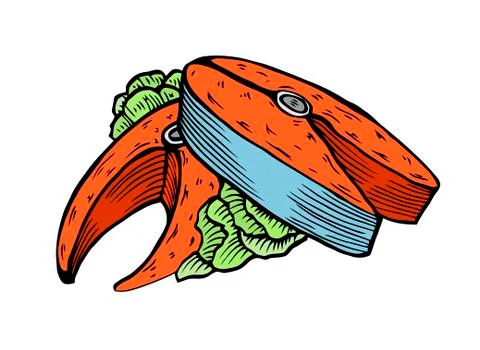 Portion of fried tuna Stock Illustration