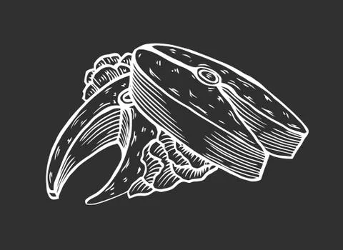 Portion of fried tuna Illustrazione stock