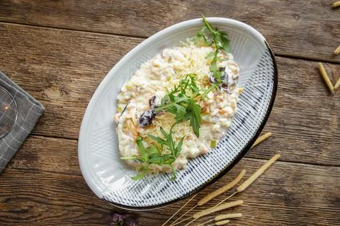 Portion of gourmet seafood risotto Stock Photos