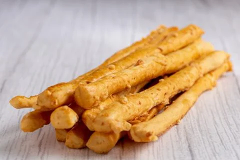 Portion of grissini on the table. Stock Photos