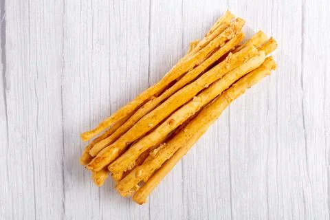 Portion of grissini on the table. Stock Photos