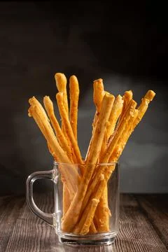 Portion of grissini on the table. Stock Photos