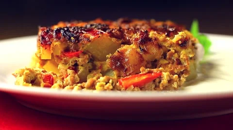 Portion of hot moussaka on plate Stock-Footage 66377762