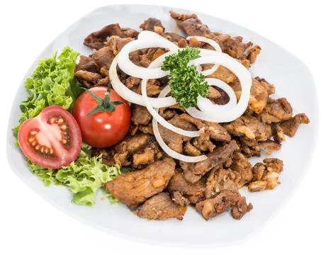 Portion of kebab meat on white Stock Photos
