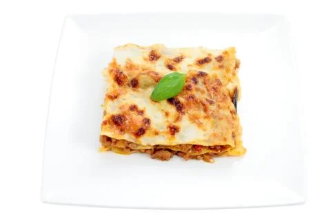 Portion of lasagna Stock Photos