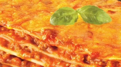 A portion of lasagne Stock Footage 8574545