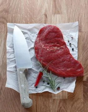 Portion of lean raw steak Stock Photos