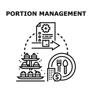 Portion management concept optimizing food quantity and delivery Stock Illustration