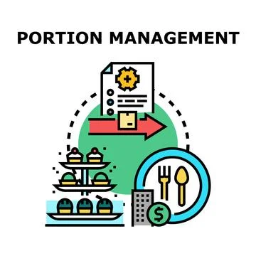 Portion management concept optimizing food quantity and delivery Stock Illustration