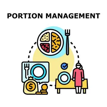 Portion management concept vector illustration planning healthy diet Stock Illustration