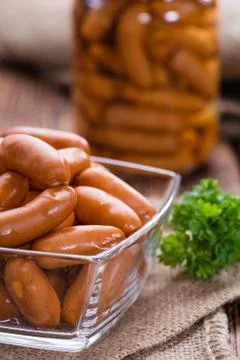 Portion of Mini Sausages Stock Photos