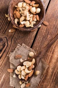 Portion of mixed nuts (roasted and salted) Stock Photos