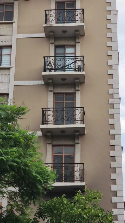 A portion of a modern apartment building facade in Tripoli Lebanon Stock Footage 314103482