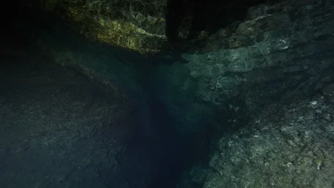 Portion of moving water nestled between rocks, Ustica, Mediterranean sea Stock Footage 125135417