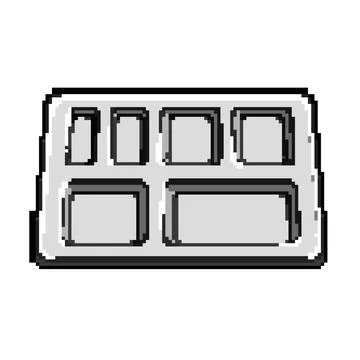 Portion multi section meal tray pixel art vector illustration Stock Illustration