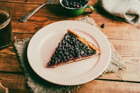 Portion of Open Pie with Berries Stock Photos