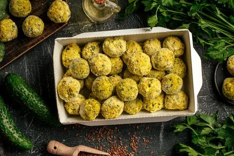 Portion of packed falafels in a box Stock Photos