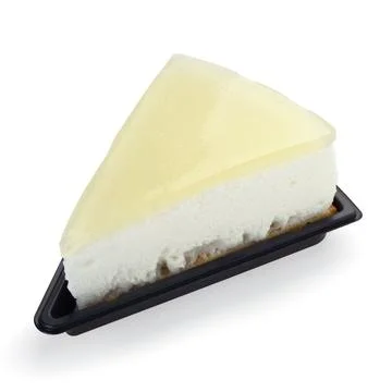 A portion of pie dessert with lemon isolated on a white background. Stock Photos