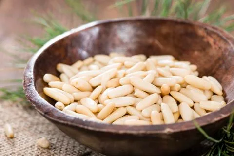 Portion of pine nuts Foto stock