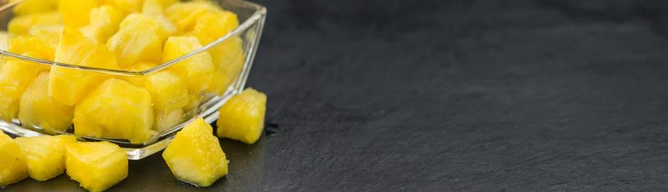 Portion of Pineapple (sliced), selective focus Stock Photos