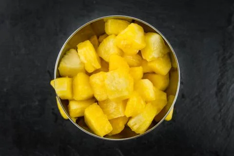 Portion of Pineapple (sliced), selective focus Stock Photos