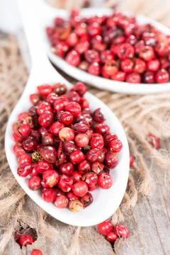 Portion of pink peppercorns Stock Photos