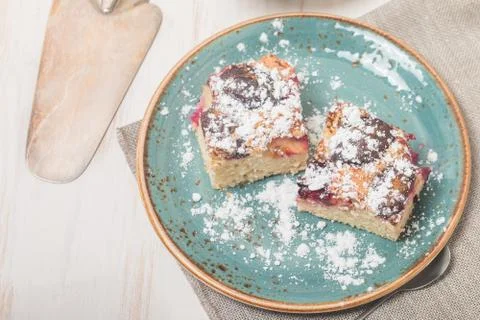 Portion of Plum Cake Foto stock