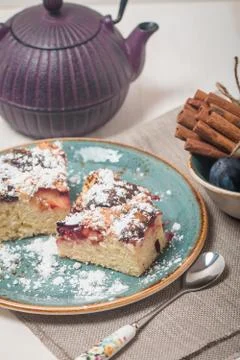 Portion of Plum Cake Stock Photos