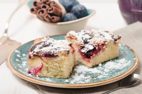 Portion of Plum Cake Stock Photos