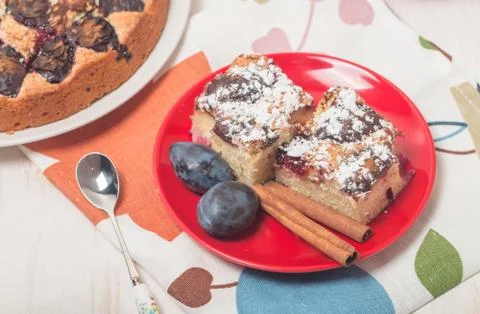 Portion of Plum Cake Stock Photos